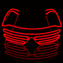 Lichtgevende zonnebril voor ravefeesten, met sluiterdesign, knipperende standen, EL-draad, glow-in-the-dark LED-zonnebril, meerkleurige neon ravebril