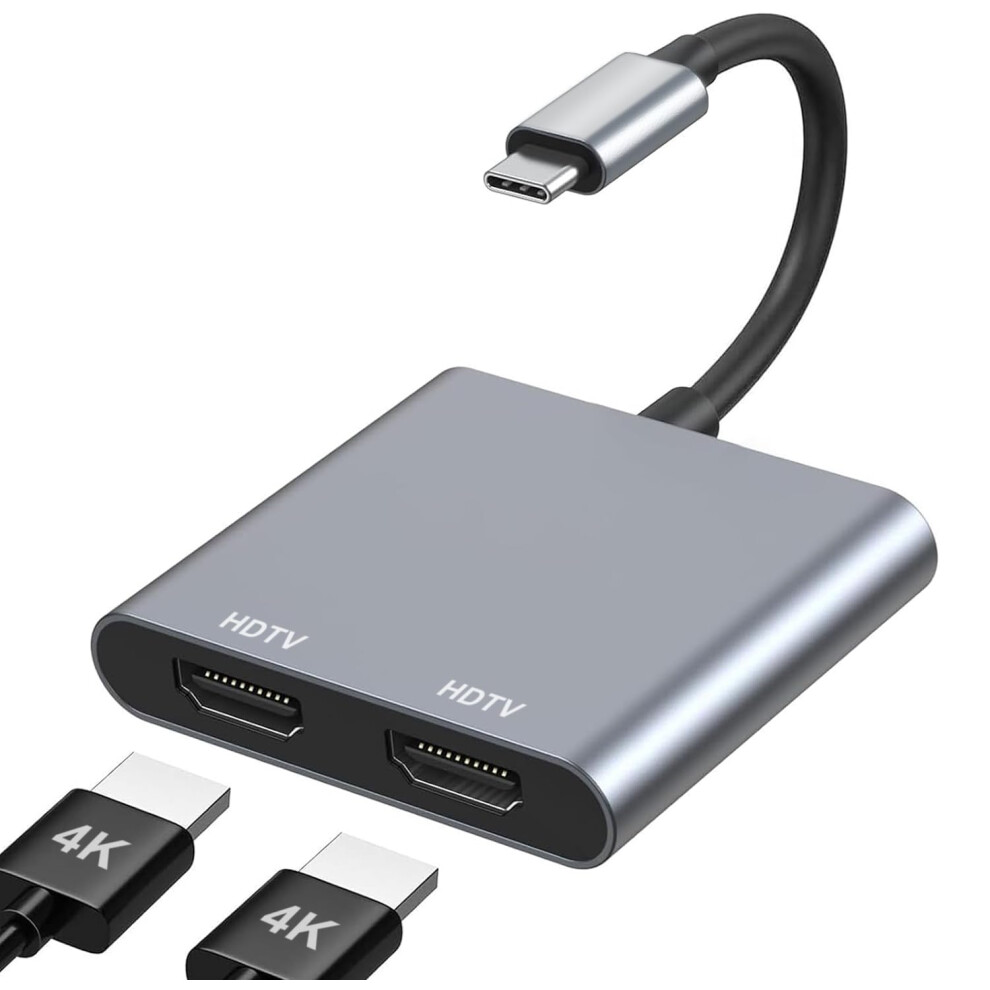 Usb C To Dual Hdmi Adapter, Hdmi Splitter For Dual Monitors 4K@60Hz, Dual Hdmi Adapter For 2 Monitors Hdmi Dual Monitor Adapter For Macbook Pro/Air, 8000002720113