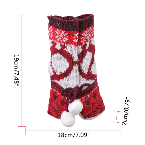 Christmas Sweater Wine Bottle Cover Collar Coat-Red 2