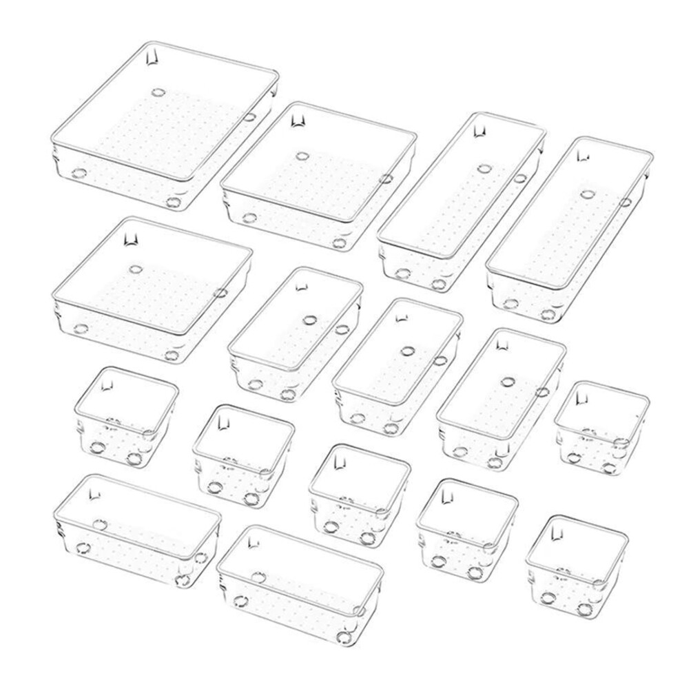 16Pcs Clear Drawer Organiser Tray Bathroom And-Set Of 16 Pieces 7696001205846
