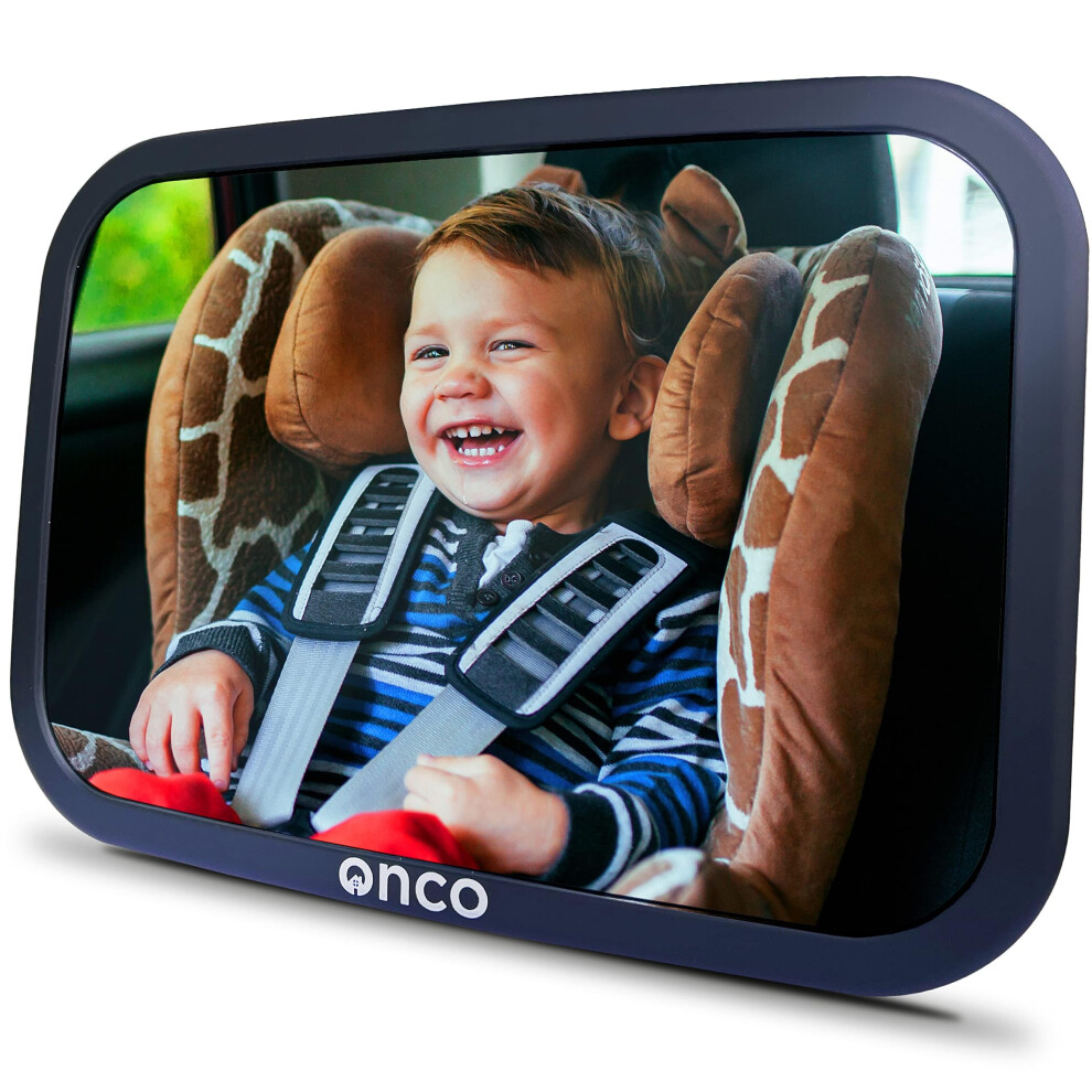 Onco Baby Car Mirror - 100% Shatterproof & Shakeproof, Award-Winning Car Mirror Baby Rear View, Non-Slip With 360? Rotation, Newborn Essentials