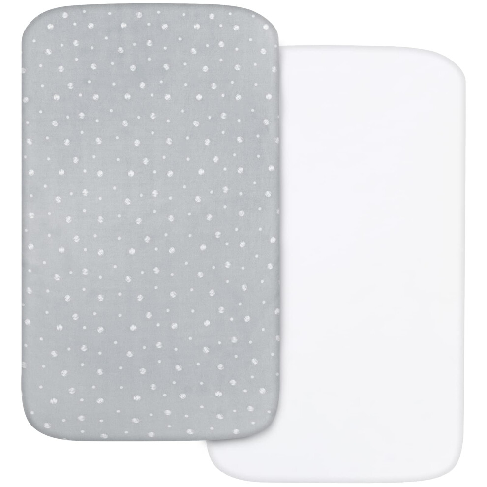 Next To Me Crib Sheets Fitted 83X50cm, Baby Bedside Crib Sheets 2 Pack, Ultra Soft, & Dot Print White/Grey Springspirit