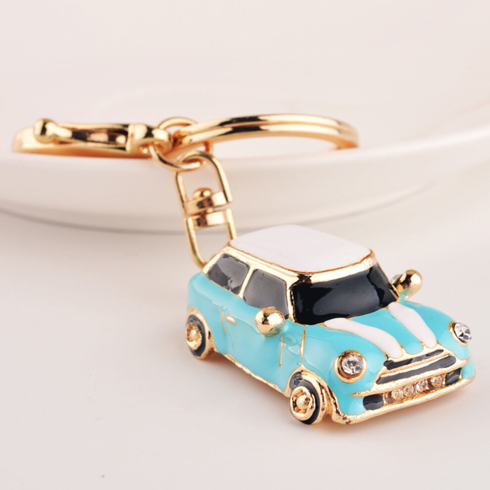 Car Key Holder Women Key Chain, Fashionable Car Model Keychains Rhinestone Keyring Pendant Ornament, Cute Mini Style Car Keychain Gift Lightweight Sky Blue 9191629489145