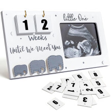 Johiux Baby First Scan Photo Frames Pregnancy Announcement Gifts,Baby Sonogram Picture Frame Countdown Weeks,Ultrasound Picture Pregnant Mom Wooden