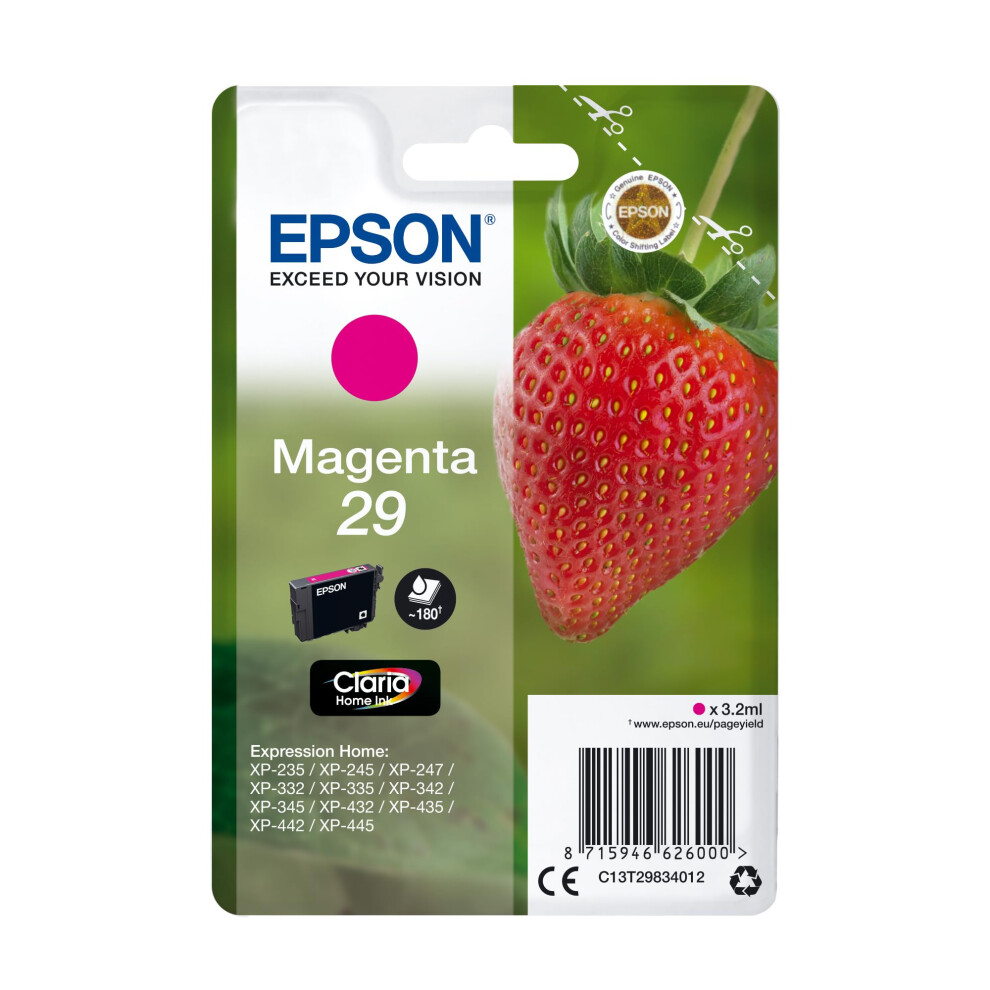Epson 29 Magenta Strawberry Genuine, Claria Home Ink Pink 8000002716130