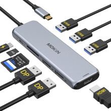 USB C Docking Station Dual DisplayPort, 9 in 1 Laptop Docking Station Dual Monitor Adapter USB C Hub with 2 DP, HDMI, 3 USB 3.0, PD 100W, SD&TF for