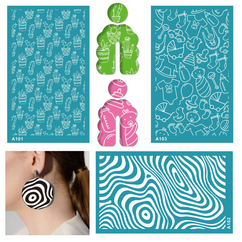 Silkscreen Templates Working Clay Earrings Cutters for-A120 2