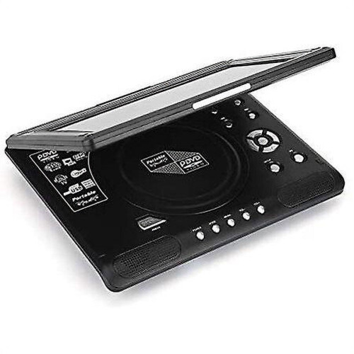 Leitor de DVD portátil com decodificação dupla Dolby e DTS, tela widescreen de 9,8 polegadas (16:9) com rotação de 270 graus, rádio FM, boa 1