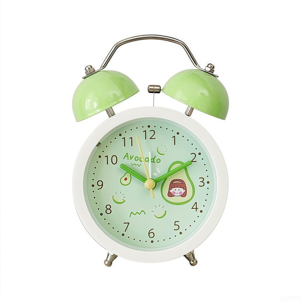 Green Twin Bell Non Ticking Alarm Clock Analog Clock For Loud Wake Up Call