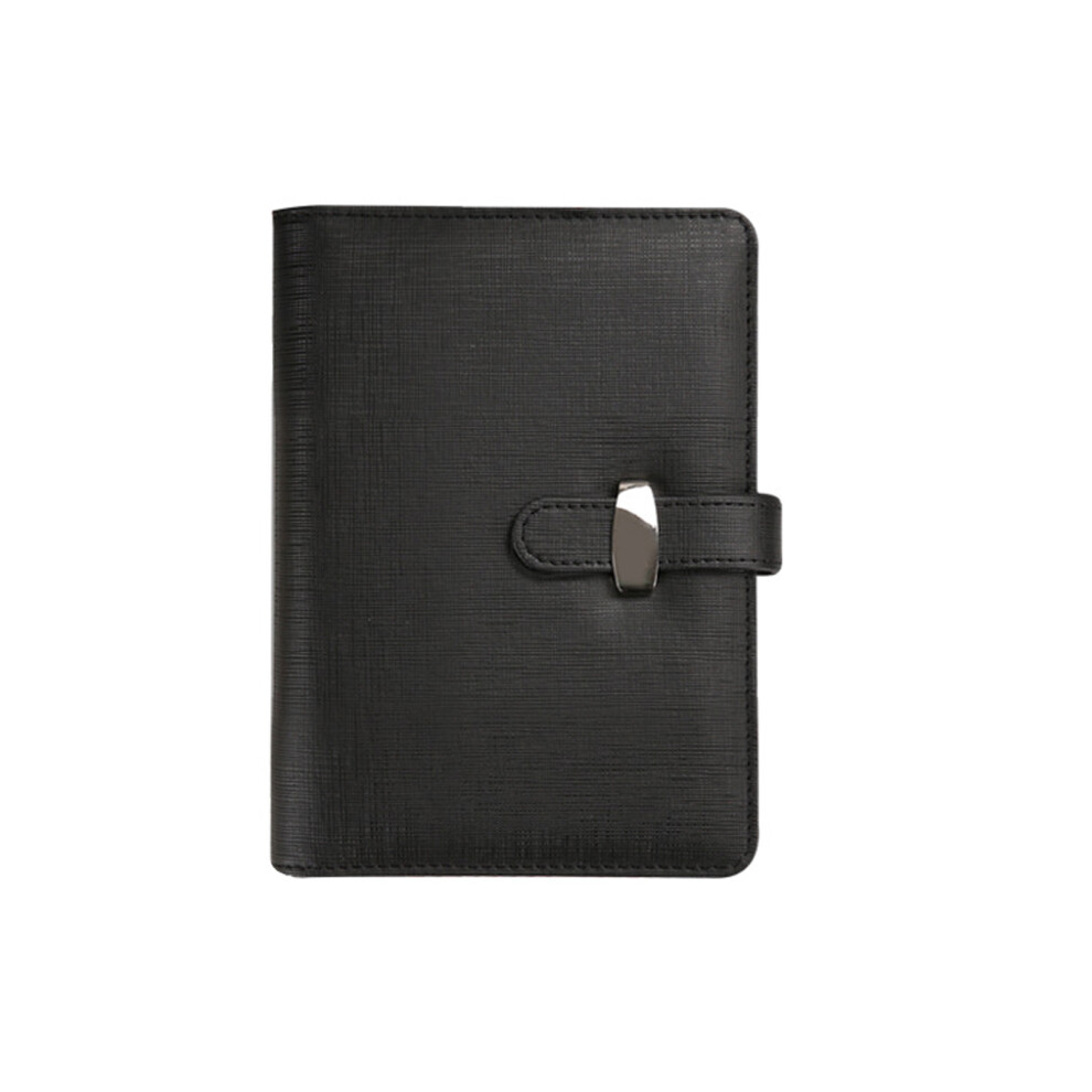 Hardcover Leather Notebook 160 Pages Lined Refillable- A5 Black 7696001205075