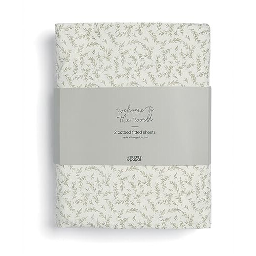 Mamas & Papas Mamas & Papas 2 Pack Cot/Bed Fitted Sheets, Seedling Leaf