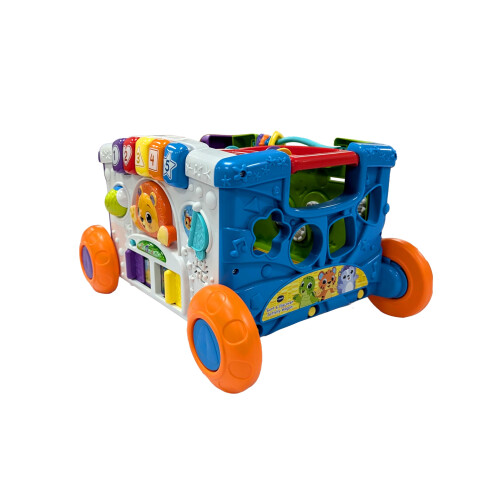 VTech VTech Baby Sort & Discover Activity Wagon, Pull Along Light-up Activity Panel with Manipulatives, Animals, Numbers & Colours, Interactive Toy, Gift