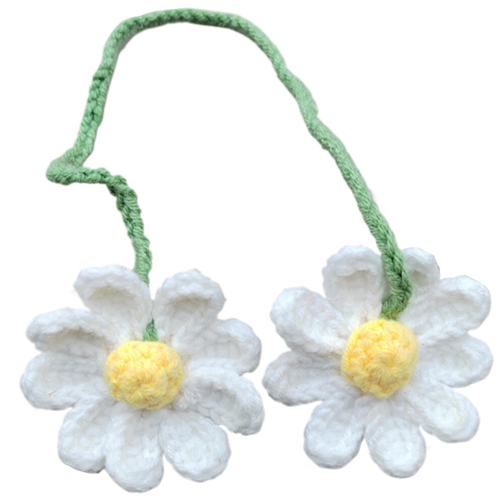 Crochet Daisy Rear View Mirror Charm Handmade Car Accessory Cute Flower Hanging Decoration 9365049288286