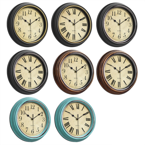 12in Retro Wall Clock Easy to Read Roman Numerals/Arabic-5 1