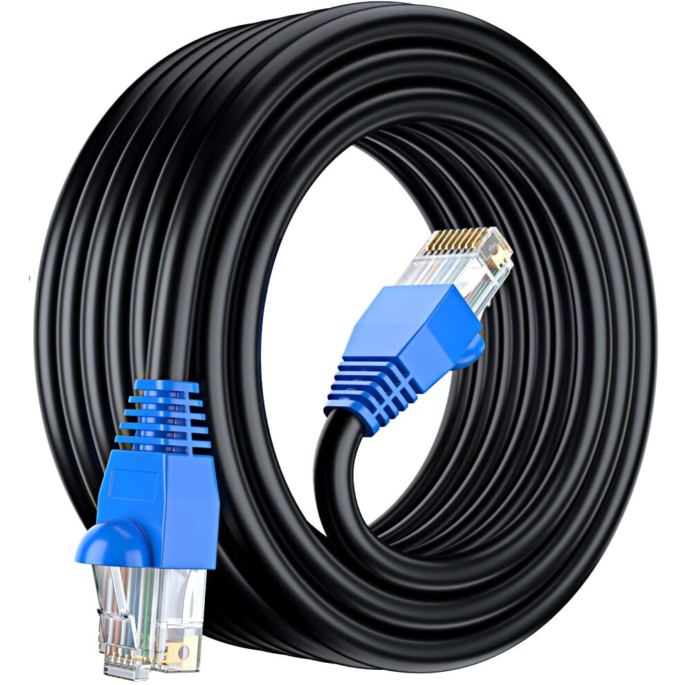 Mutecpower 30M Cat6 Outdoor Waterproof Direct Burial Ethernet Network Cable - Utp - Cca - 550 Mhz - 30 Meter Black 8000002717236