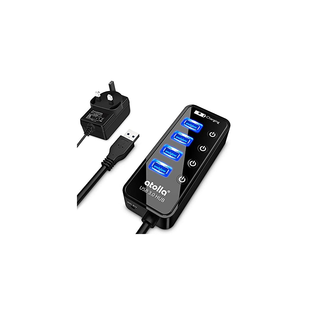 Atolla Usb Hub With 4 Usb 3.0 Superspeed Data Ports And 1 Usb Smart Charging Port, Usb Splitter With Individual On/Off Switches And 5V/3A Power 8000002719483