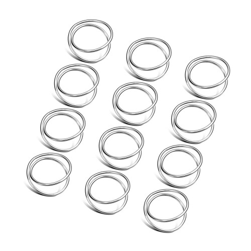 12 Stück elegante Doppelkreis-Serviettenringe, einfacher-Silber