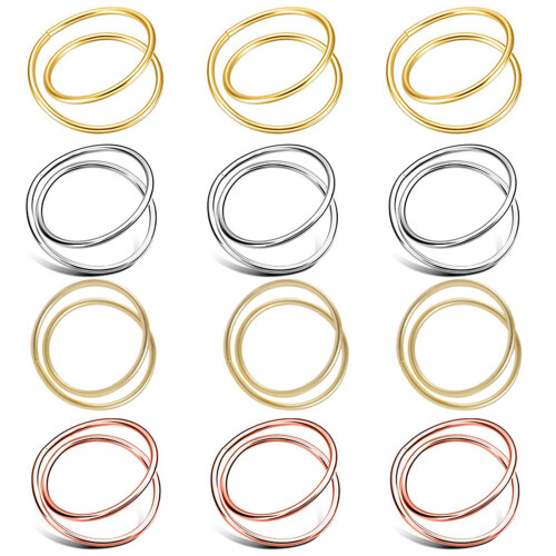 12 Stück elegante Doppelkreis-Serviettenringe, einfacher-Silber 1