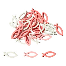 Pack of 90 Wooden Fish Cutouts Confetti-White plus pink plus