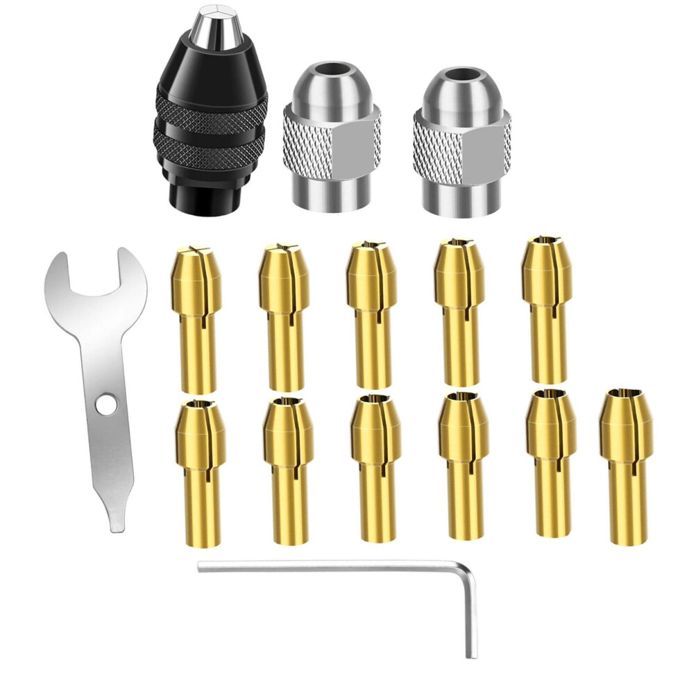 16Pcs Drill Chuck Collet Set Keyless Quick Change Chuck Rotary Tool With Brass Collets Nuts 9119770987402