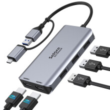 USB 3.0 Docking Station, HDMI Splitter Extended Display USB Dual HDMI Adapter USB C Laptop Universal USB Docking Station with 2 HDMI Dual Monitor Dock