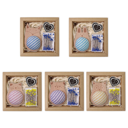 Pin Holder with 100 Straight Sewing Pin for Sewing-Blue 1