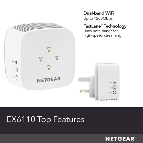 Netgear NETGEAR WiFi Extender Booster, Range Extender, WiFi Repeater - Boost Network Coverage & Increase WiFi Speed To 1.2 Gbps, Easy Setup, Compact Design, 2