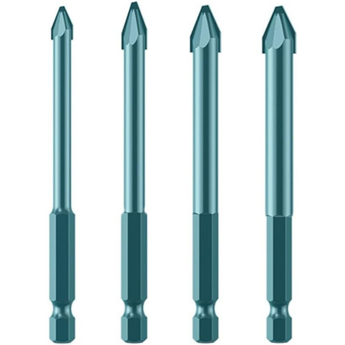 Tile Drill Bit Tilted Head, Easy Chip Removal, 10mm, 1Piece, Conventional Hex Shank 1