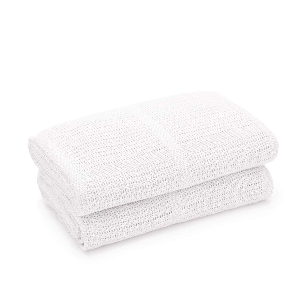Bloomsbury Mill - Cellular Blankets Baby - Soft 100% Organic Cotton Baby Blanket - Pack Of 2 - Baby Essentials For Newborn - Ideal For Cot Bed,