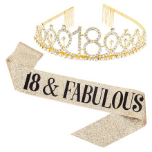Bursdagsskje og tiara for kvinner, rosegullkronesett med glitrende design, elegante bursdagsdekorasjoner og festartikler, trendy tilbehør