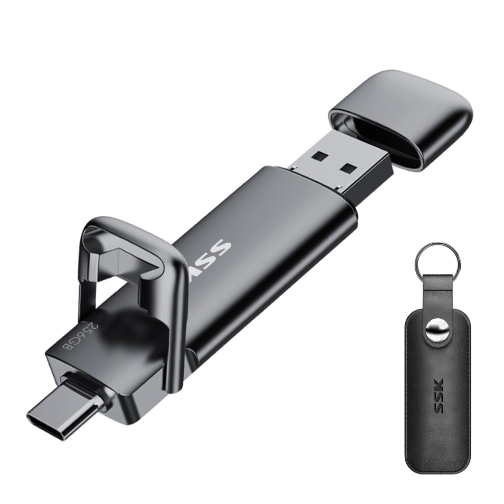 Ssk 256Gb Usb C Drive Up To 550Mb/S, Fast Usb Stick Dual Drive Type-C +Usb A Usb3.2 Gen2 Solid State Drive, External Ssd Usb Memory Stick For Android 8000002714907