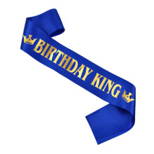 Banda de cumpleaños de satén, decoración de fiesta con letras doradas para celebraciones de cumpleaños de reyes y reinas, diseño duradero de