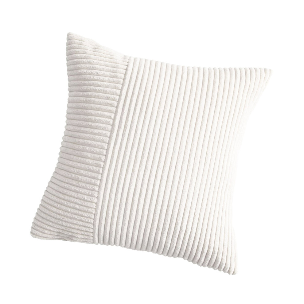 Textured Corduroy Cushion Cover Geometrics Pillowcase-White