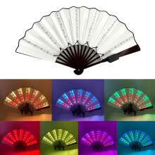 Holografikus Rave Ventilátor, Kattogó Ventilátorok Vonaltánchoz LED-es Világítással, Hordozható Összecsukható Kézi Ventilátor Színpadi