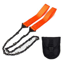 Pocket Chainsaw Folding Camping Saw with TwoWay Cutting Teeth and Ergonomic Handles, Orange