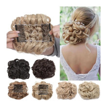 Hair Bun Extensions Synthetic Hair ClipIn Messy Bun Pieces With 2 Comb Clips Color 24T613