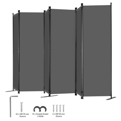 Scheidingswand - DUOKU - Vouwscherm - 6 Panelen - Grijs - Binnen