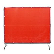 Laserscherm-Duoku-6' x 8' met Brandwerende Vinyl Omkasting- Draagbaar-4 Zwenkwielen-Rood