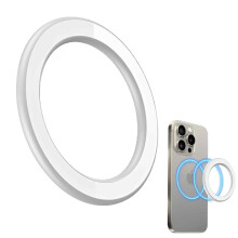 Kompatibel med magnetisk bas, 1 st. vit väggklistermärkeshållare med magnetisk ring och självhäftande baksida, för rörlig telefonhållarbas,