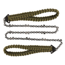 Pocket Chainsaw With Paracord Handle And Carry Pouch For Camping 11 Teeth Army Green