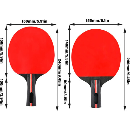 Rubber Racket For Table Tennis Training Paddle With Long Handle Black Handle Ping Pong Bat Set 1