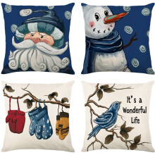 Linen Fabric Pillow Case Set, Polyester Blend Hidden Zipper Design, Easy Insertion Removal Decorative For Gift Suitable And Seasonal Decor