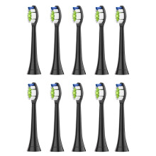 Superior Whitening Electric Toothbrush Heads With Curved 'W' Shape Design, Nylon Bristles For Gumline Plaque Removal And Long-lasting Family Use, 10PC