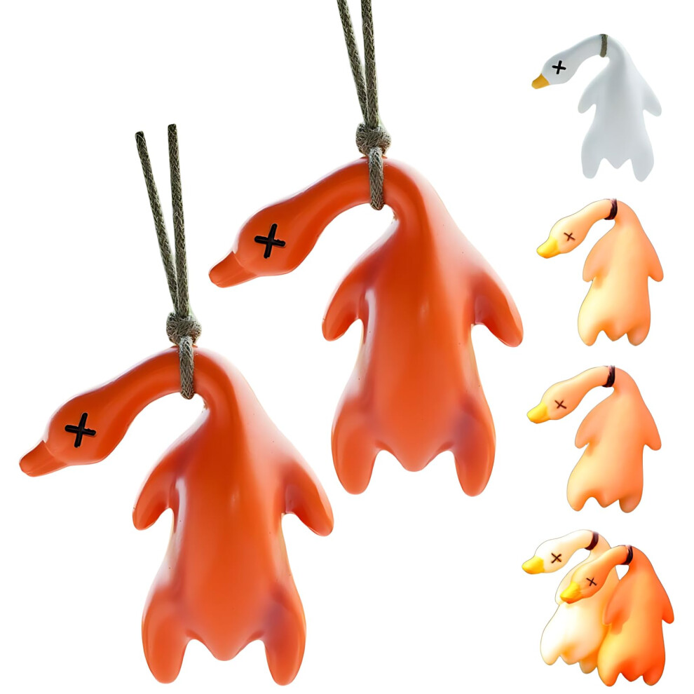 2Pcs Car Rearview Mirror Pendant Uv Colorchanging Cute Roast Duck Ornament For Car Decor 9365049292863