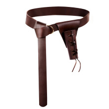 Medieval Sword Holster Belt Set, Adjustable Leather Sword Frog Holster, Brown Belt for Knight Cosplay, Pirate Costume