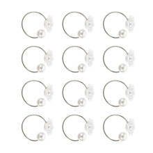 Pak Van 12 Rose Parels Servetringen Metalen Servies-Wit