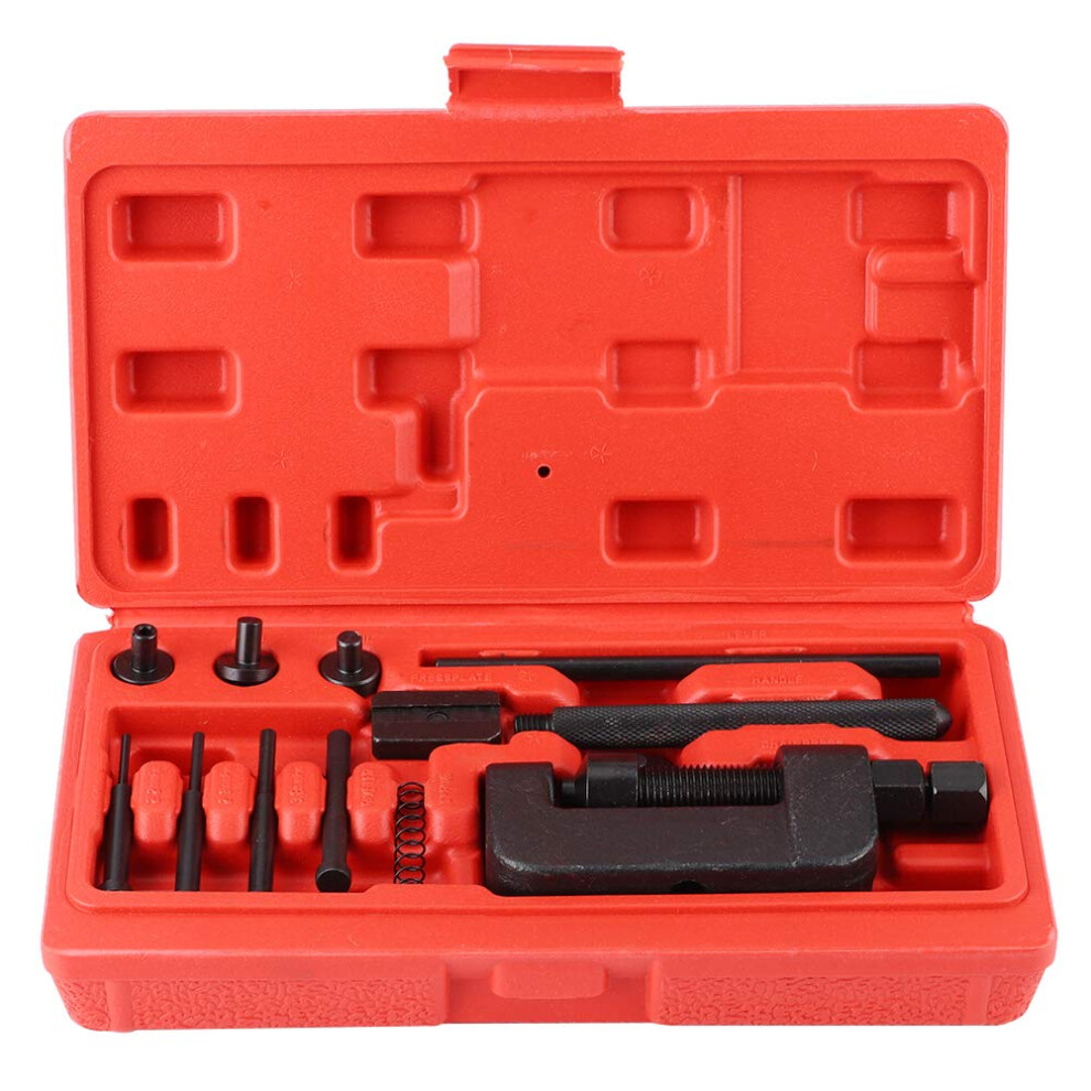 Motorcycle Chain Breaker And Riveting Tool Kit, Hardened Steel, 2Mm 3Mm 4Mm Tips, Fits 420 Drive Chains 9365049292894