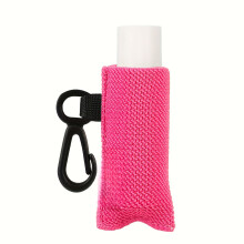 Portable Lip Balm Storage Bag with Keyring Lipstick-Rose red