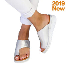 Platform Toe Ring Sandals for Women, Orthopedic Wedge Sandals with Arch Support and Open Toe Non-Slip Design, Breathable Leather Upper Casual Beach Sl