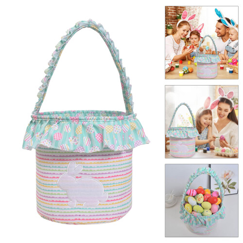 Portable Easters Rabbit Fabric Basket Handheld Kids Toy 1